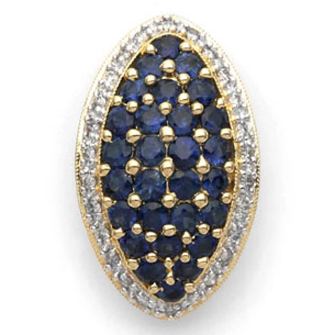 14k Yellow Gold Sapphire and Diamond Pendant