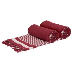 160cm x 90cm Burgundy Deluxe Turkish Cotton Towels Set - Pack of Two - By Nicola Spring