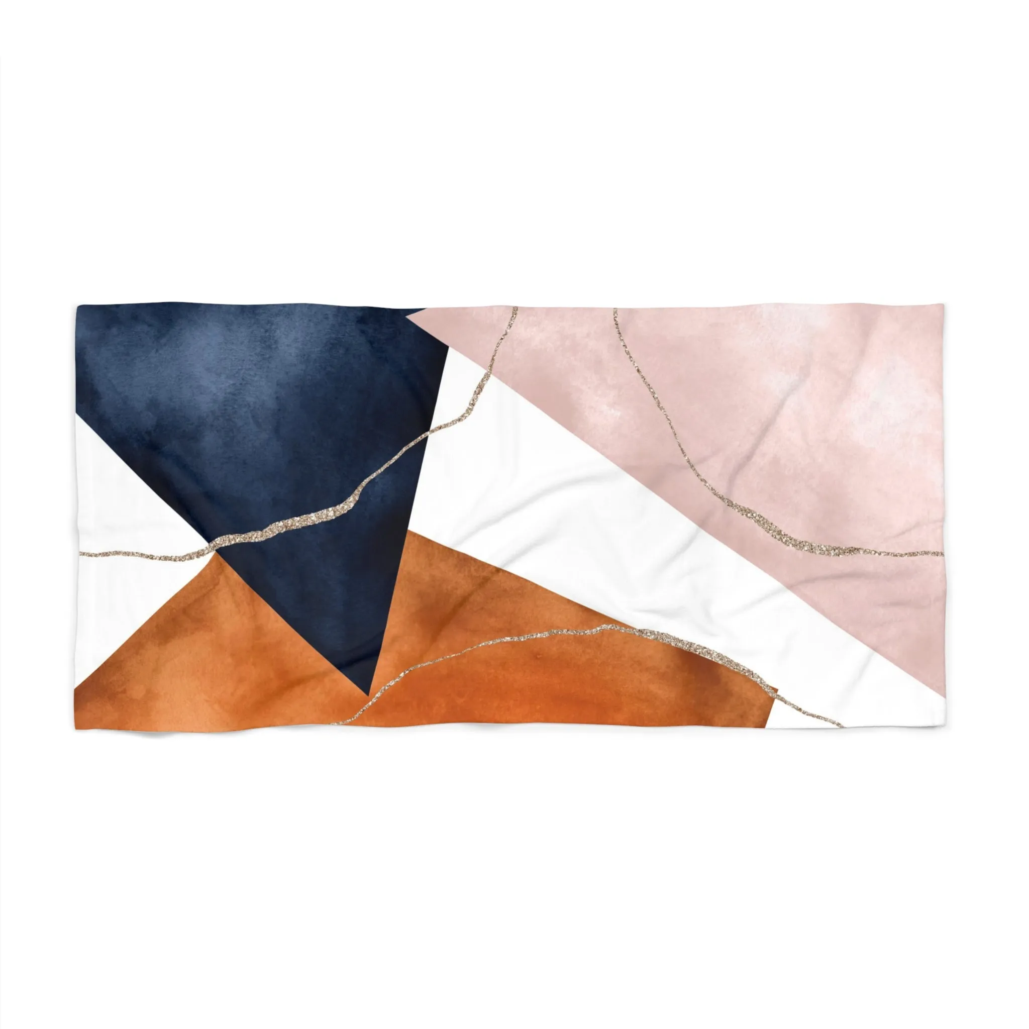 Abstract Bath, Beach Towel | Navy Blue, White Blush Pink