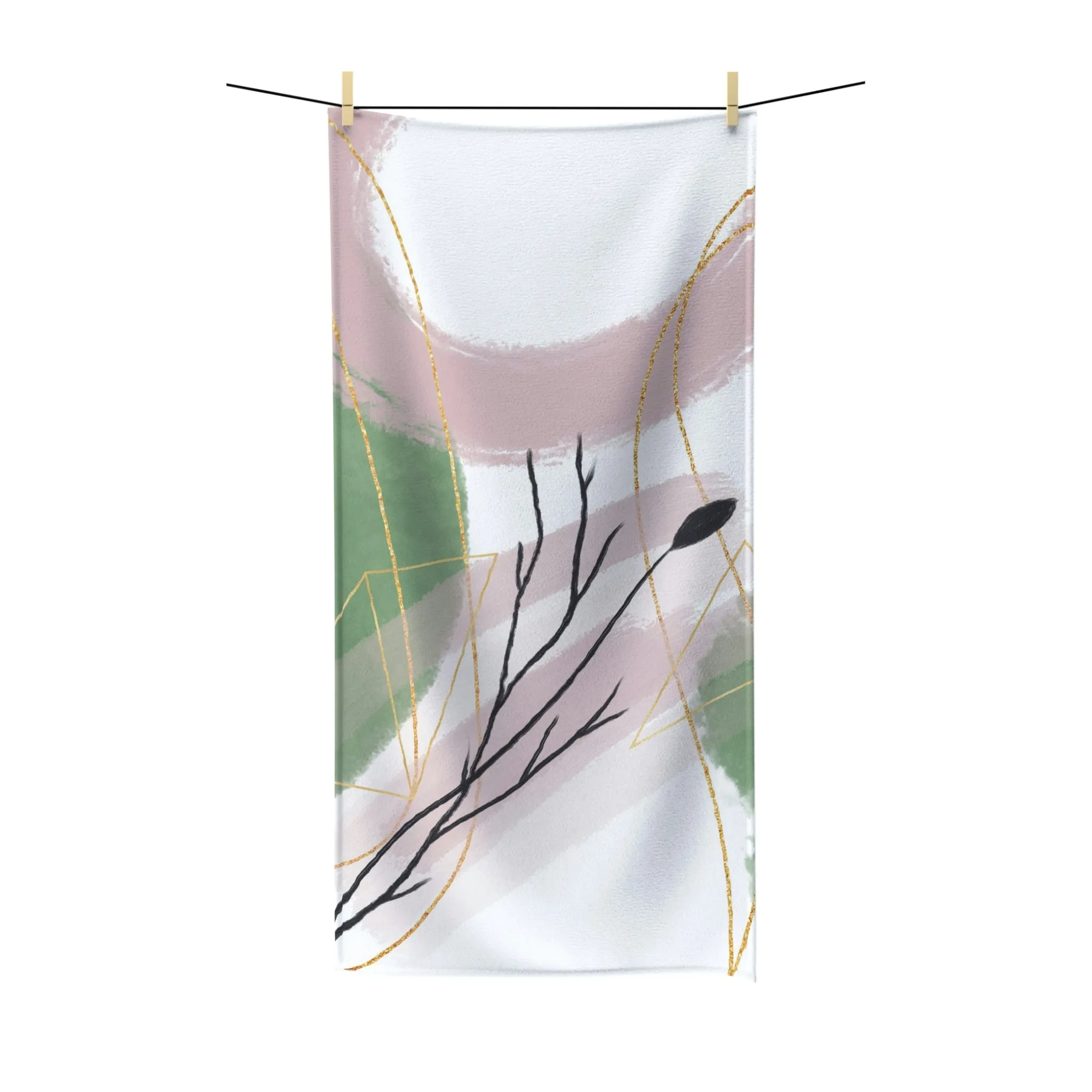 Abstract Boho Bath Towel | Sage Green, Dusty Pink