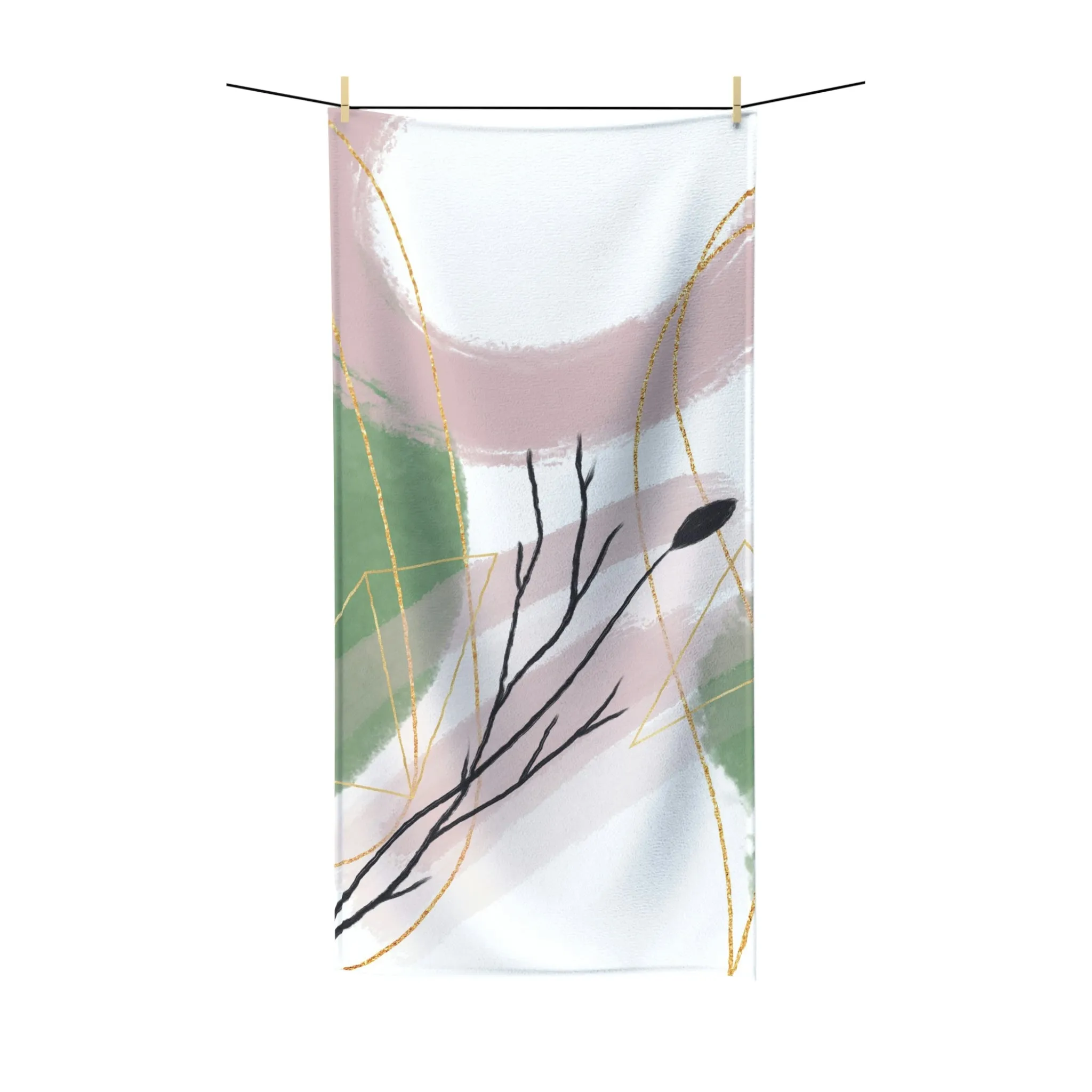 Abstract Boho Bath Towel | Sage Green, Dusty Pink