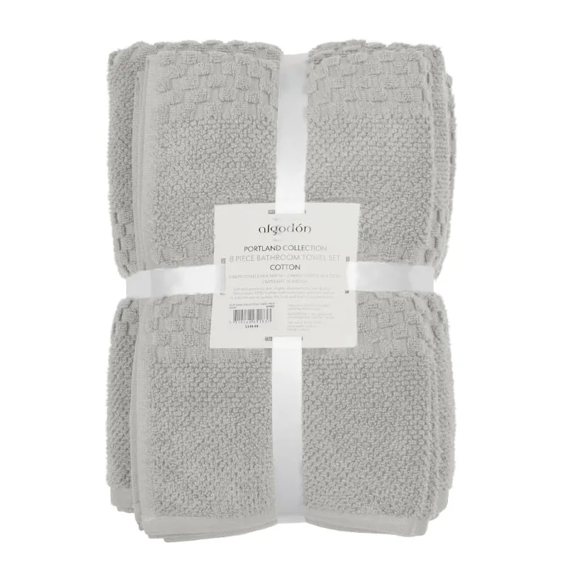 Algodon Portland 5 Piece Silver Grey Towel Pack