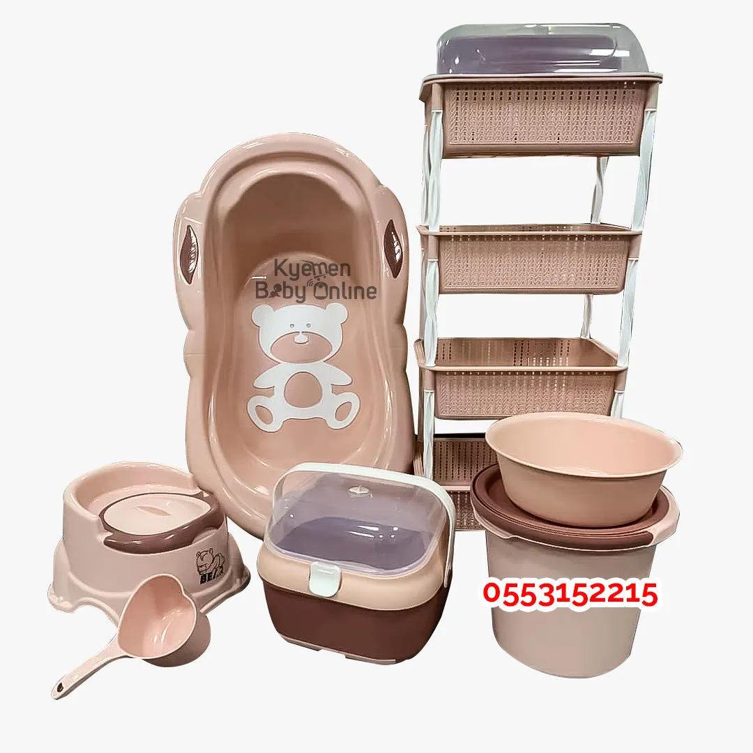 Baby Bath Set (With Bottle Rack And Item Rack With Cover)