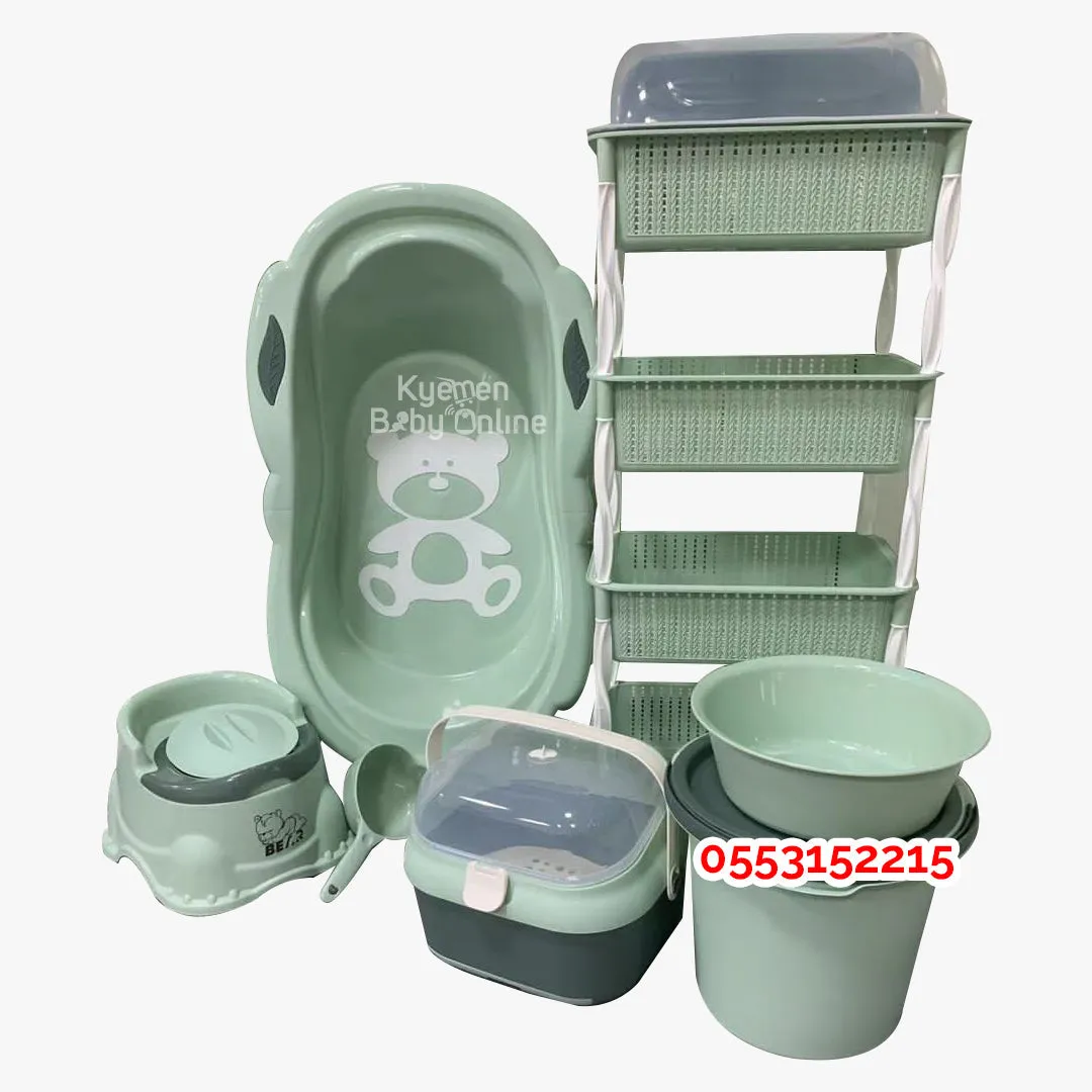 Baby Bath Set (With Bottle Rack And Item Rack With Cover)