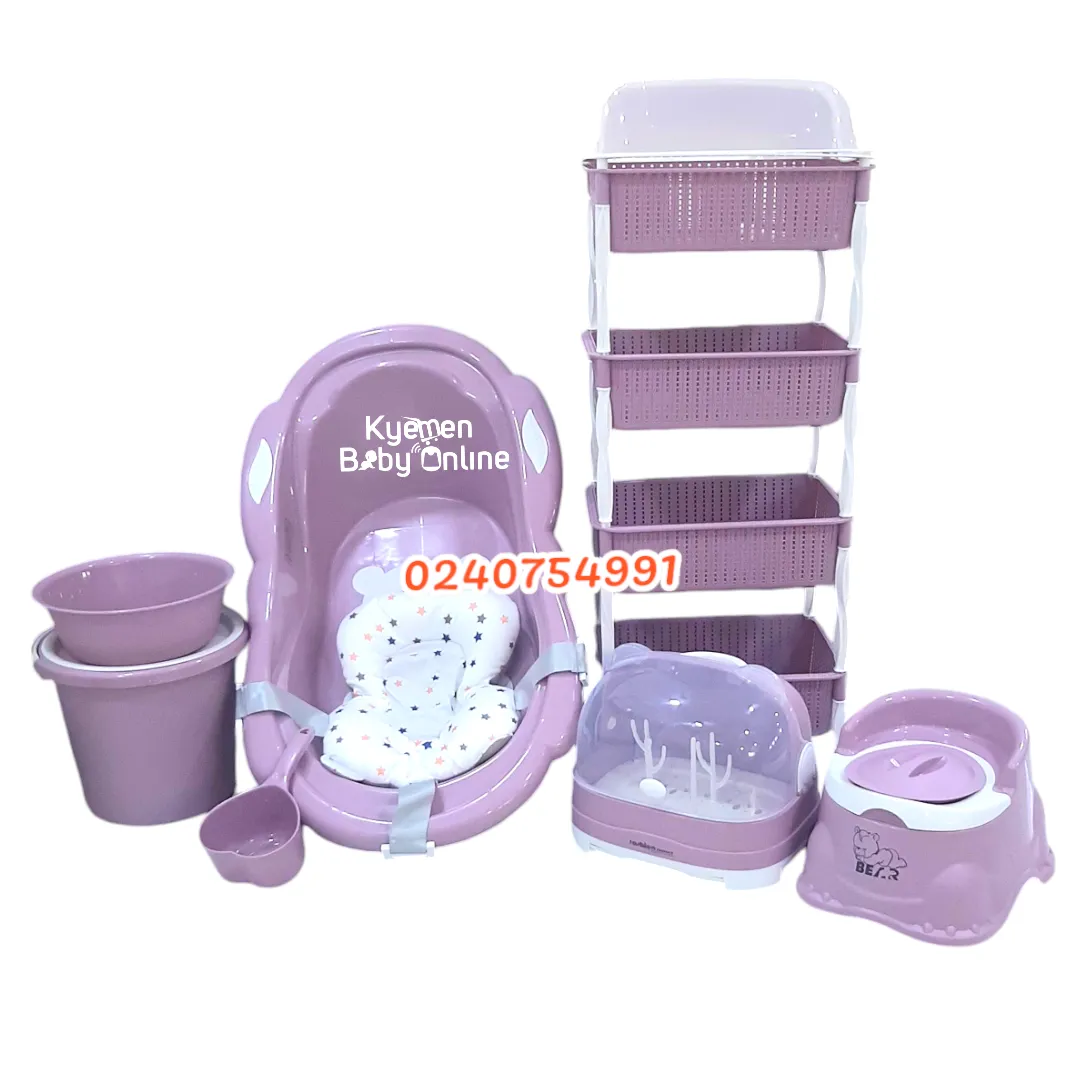 Baby Bath Set (With Bottle Rack And Item Rack With Cover)