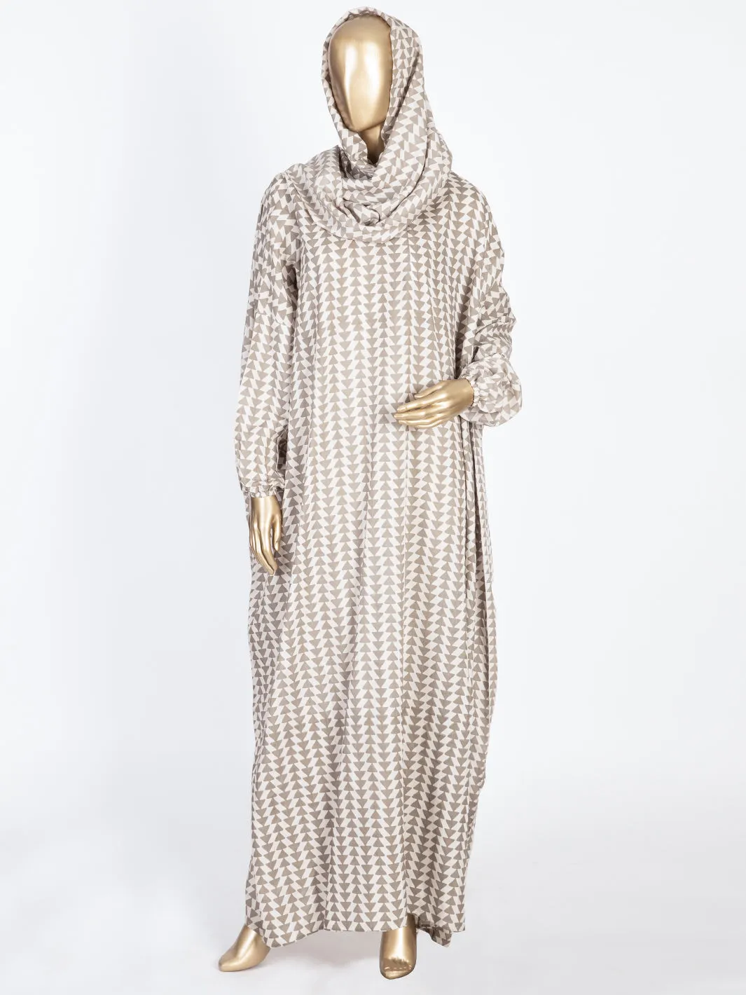 Beige-Brown Viscose Salah Robe - AL-LK-824C