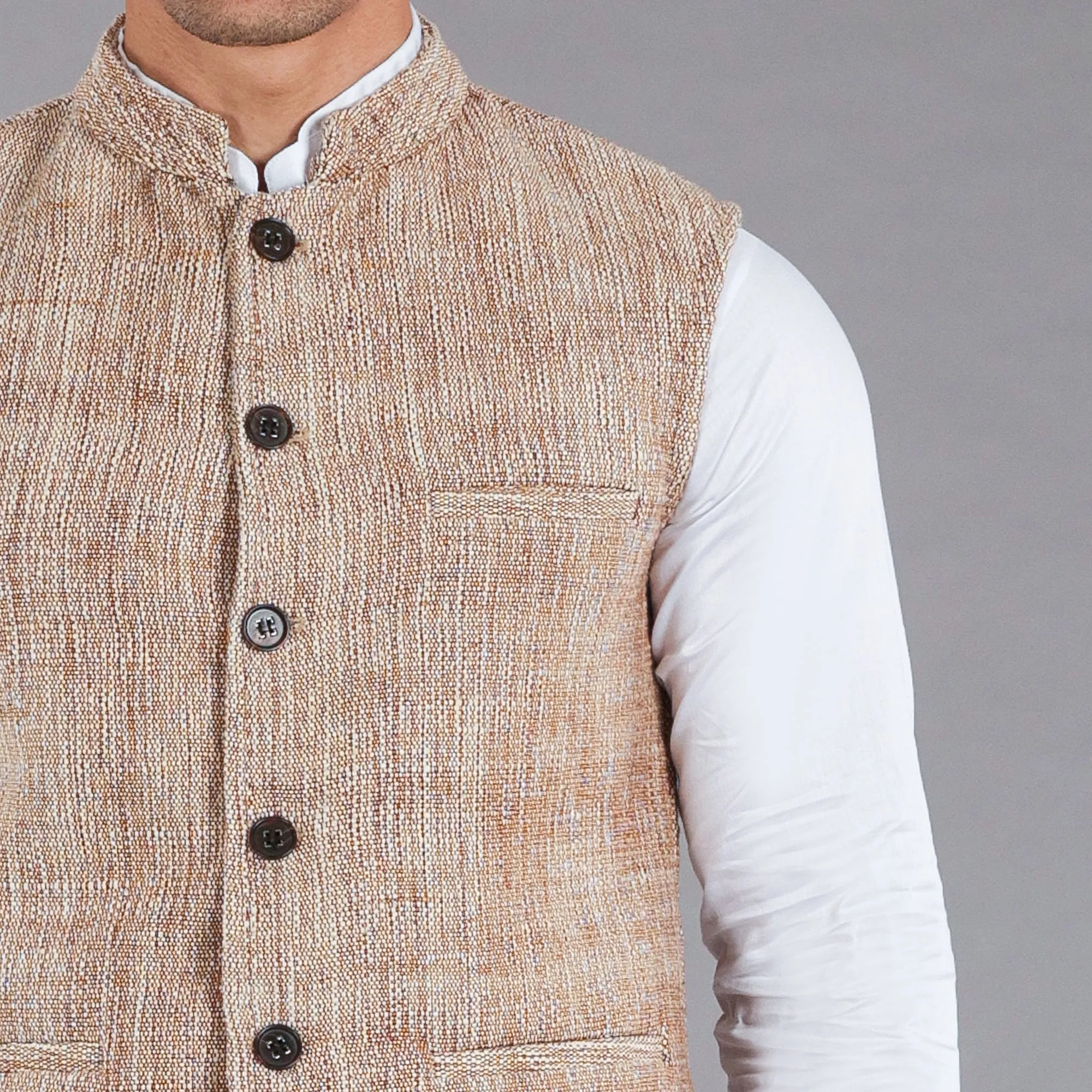 Brown Khaddar Waistcoat