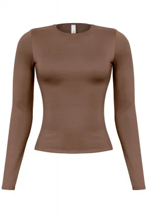 Cara Long Sleeve Top  (Brown)