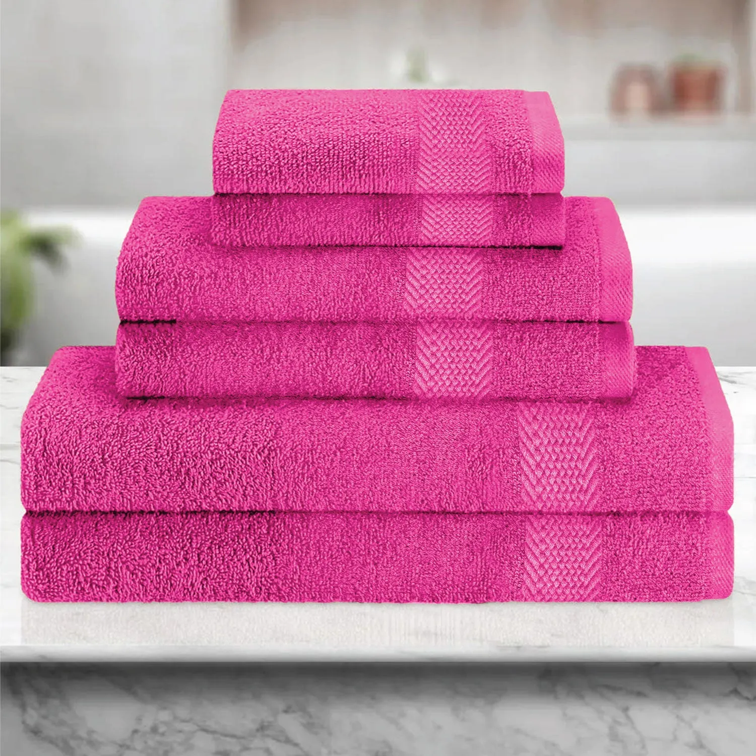 Cotton 6 Piece Towel Set-Soft Feel, Quick Dry, Highly Absorbent Durable Towels