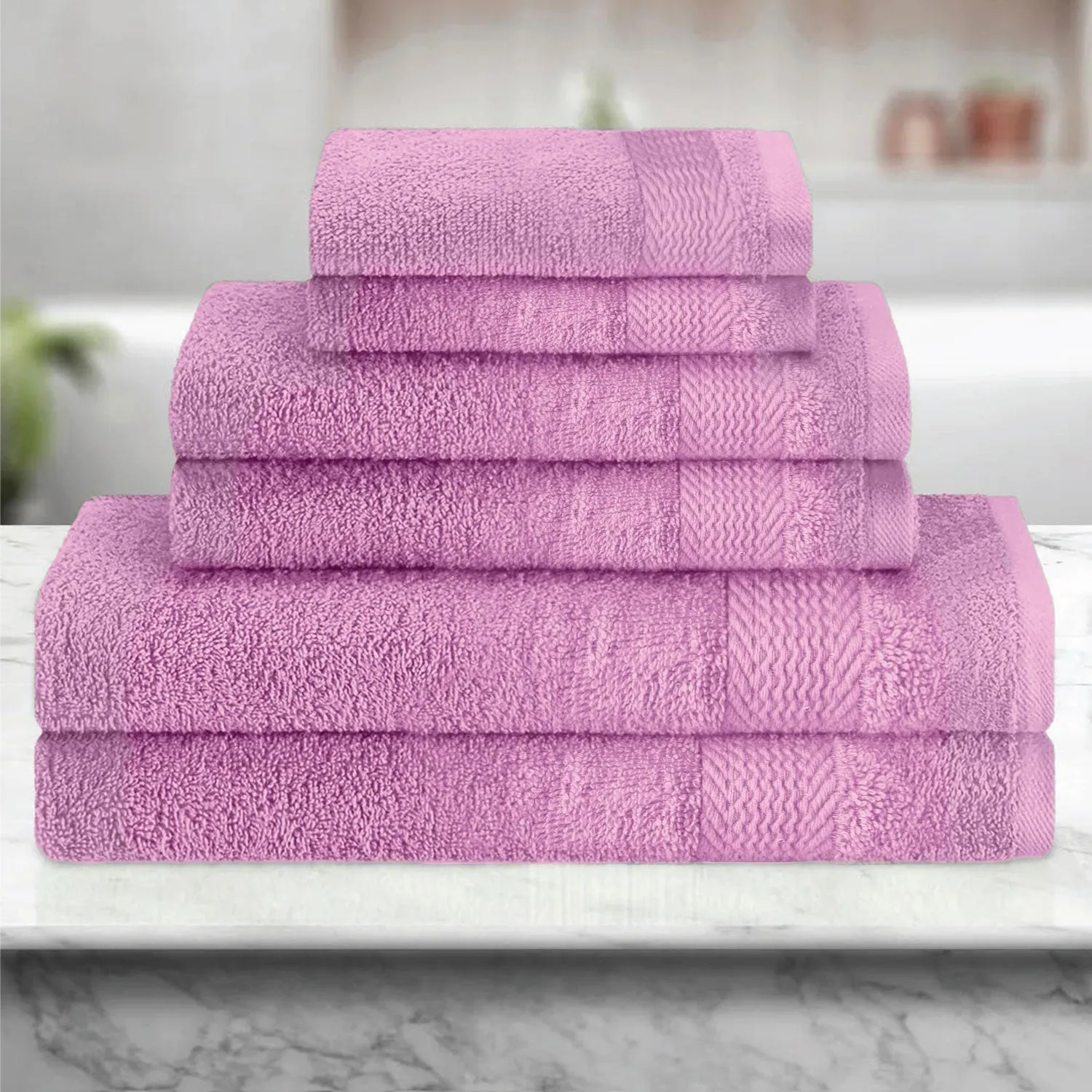 Cotton 6 Piece Towel Set-Soft Feel, Quick Dry, Highly Absorbent Durable Towels