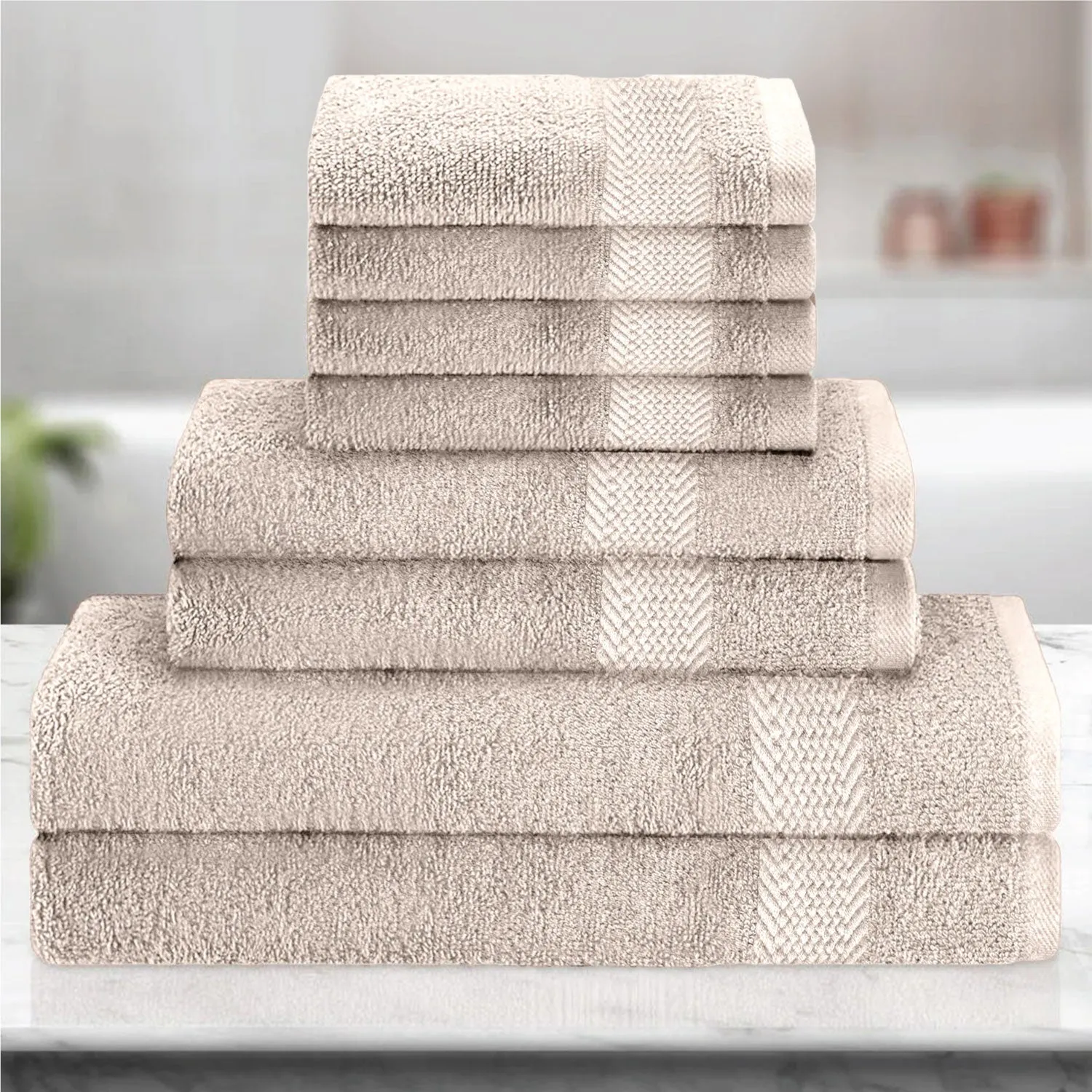 Cotton 8 Piece Towel Set-Soft Feel, Quick Dry, Highly Absorbent Durable Towels