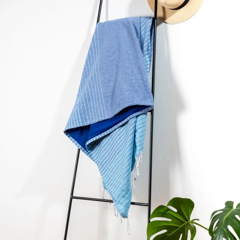 Cotton Bay Stripe Backed Fouta - Blue/Navy