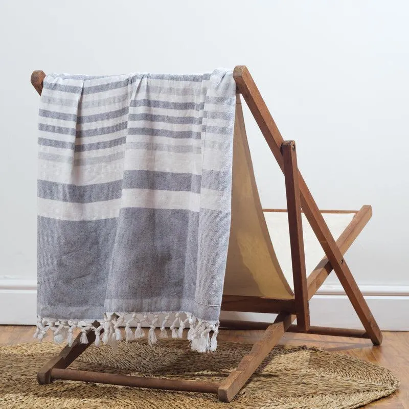 Cotton Bay Striped Summer Fouta - Grey / Ash Grey