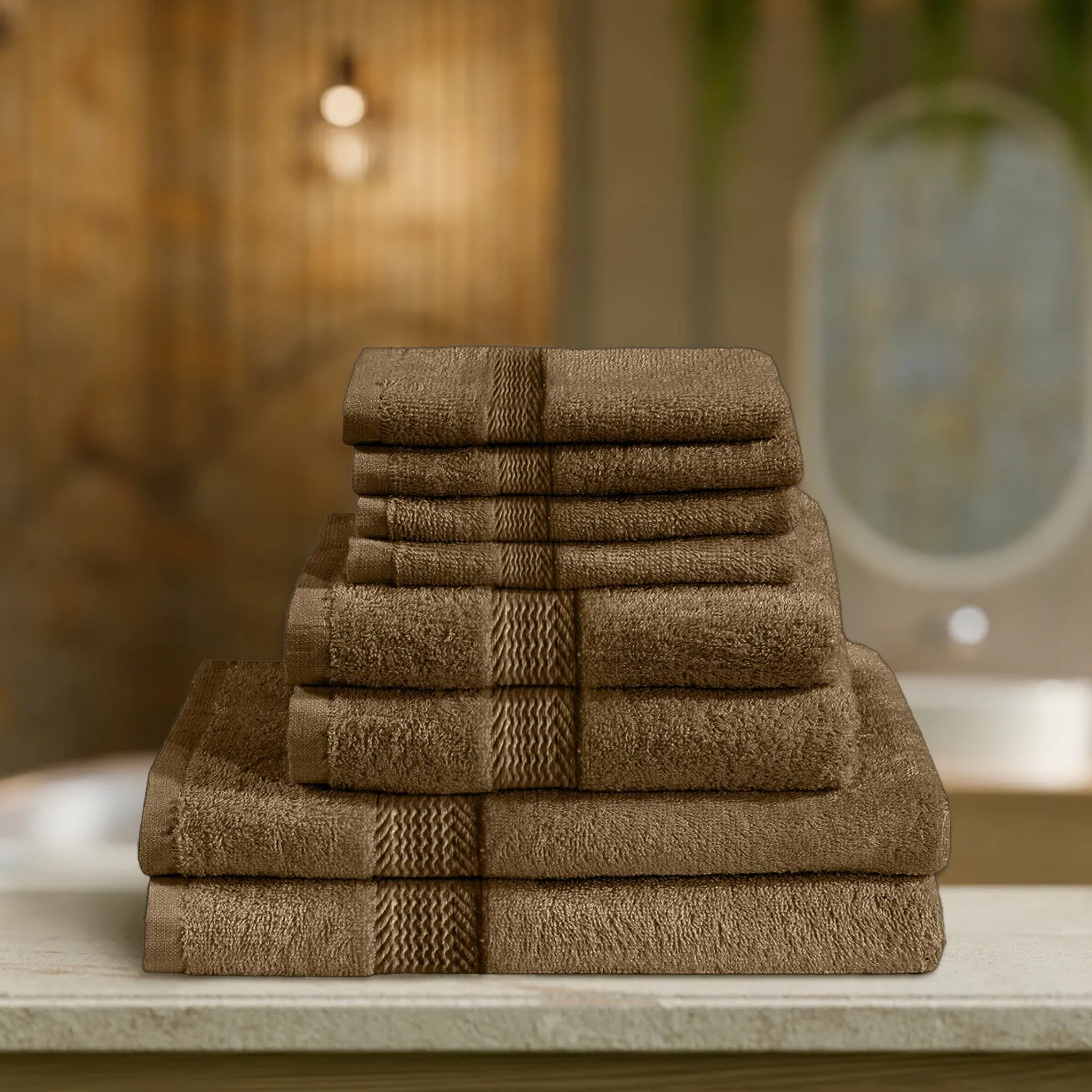 Cotton Home Ultimate Towel Collection - 8 Piece Bundle Brown