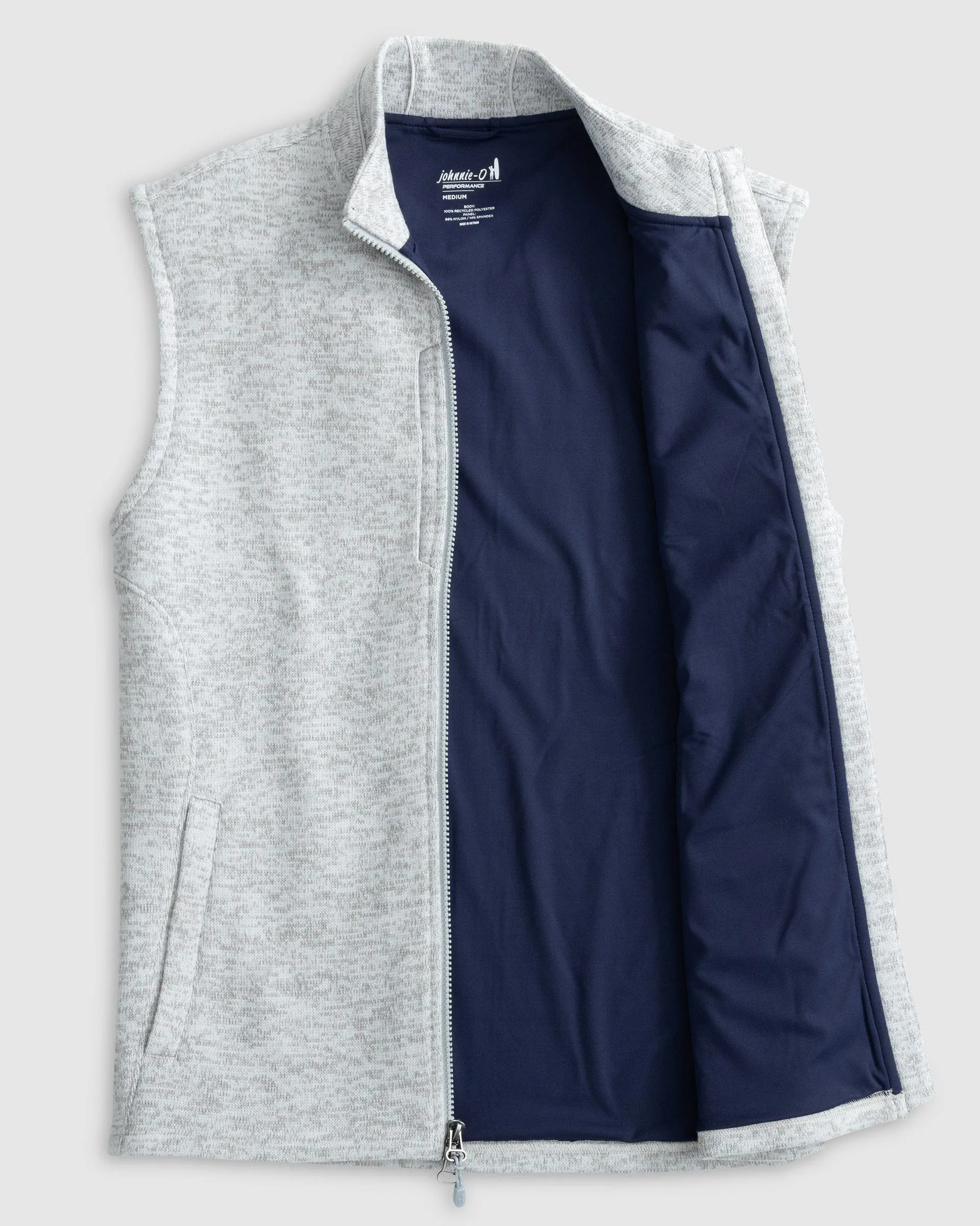 Denalis Double-Zip Fleece Vest in Light Gray by Johnnie-O