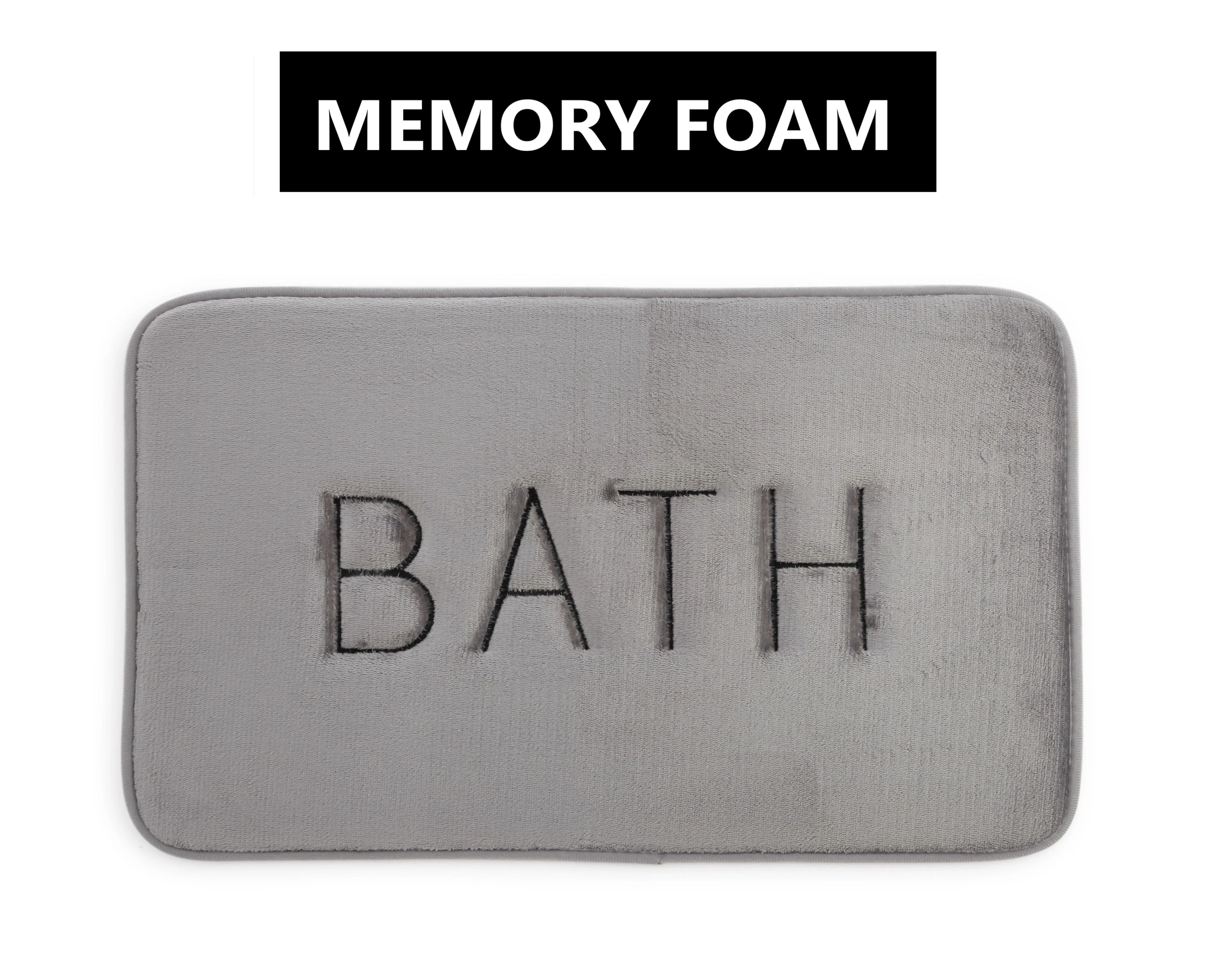 Extra Thick Memory Foam Velvet Bath Rug - 60x40 cm, Grey