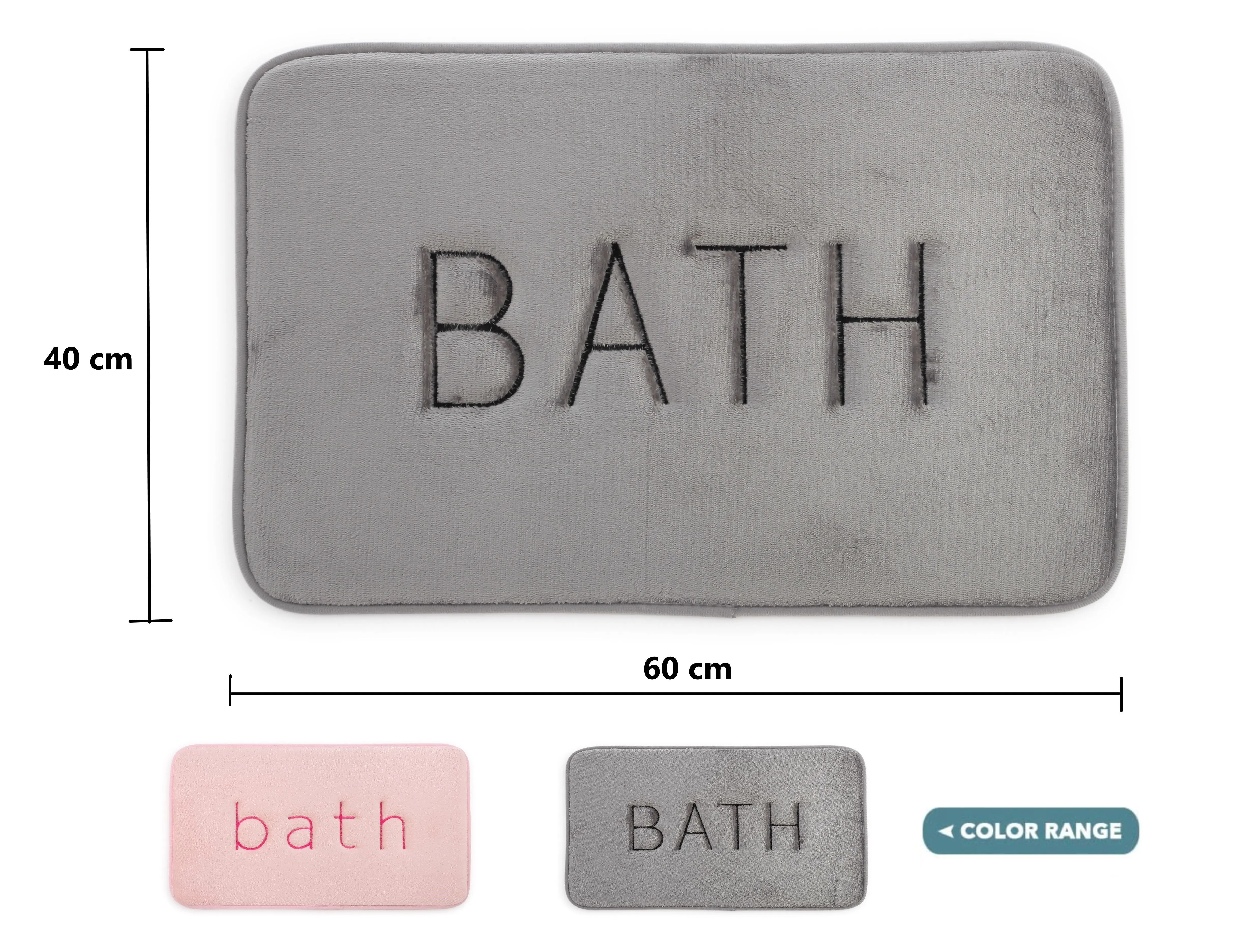 Extra Thick Memory Foam Velvet Bath Rug - 60x40 cm, Grey