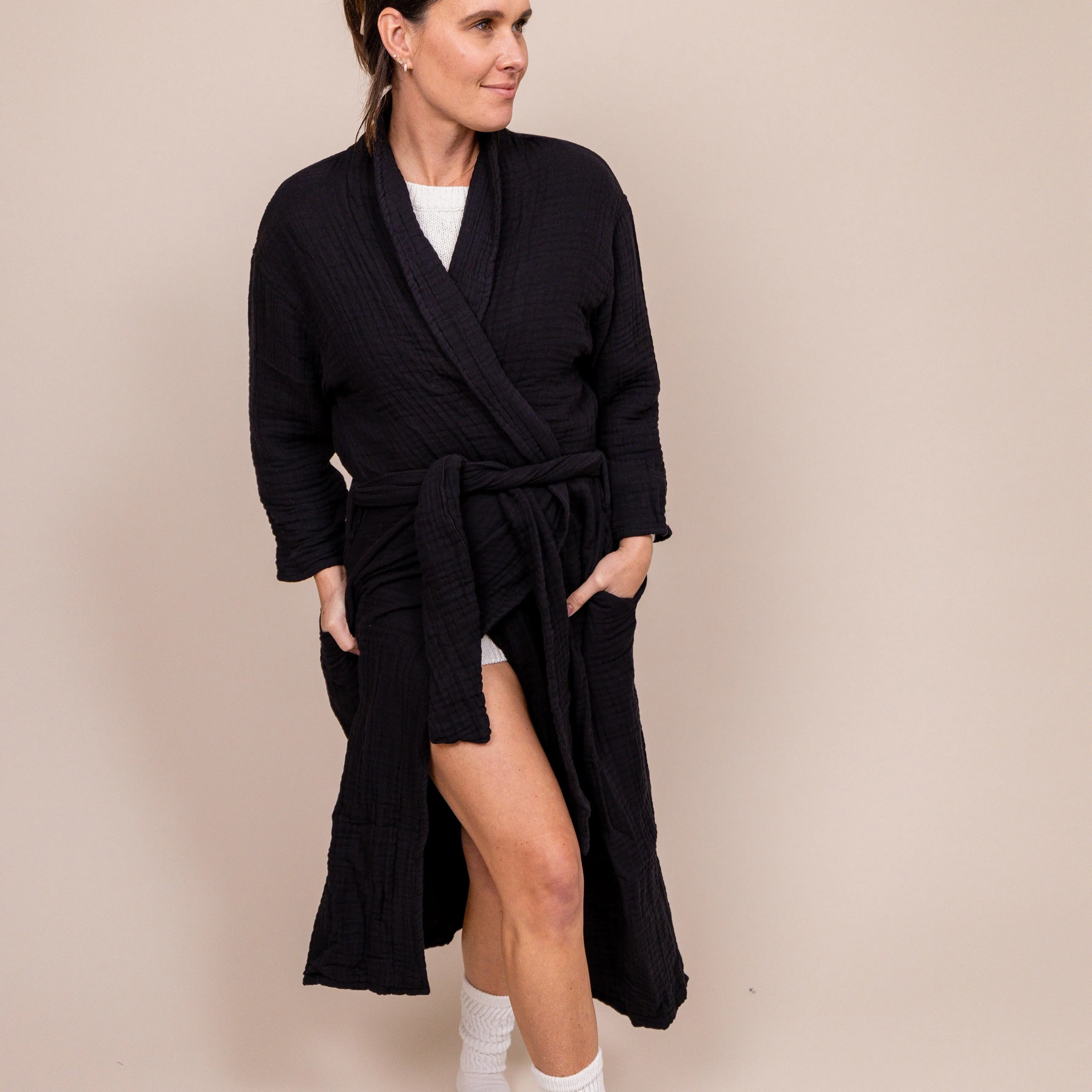 Full-Length Muslin Cotton Robe