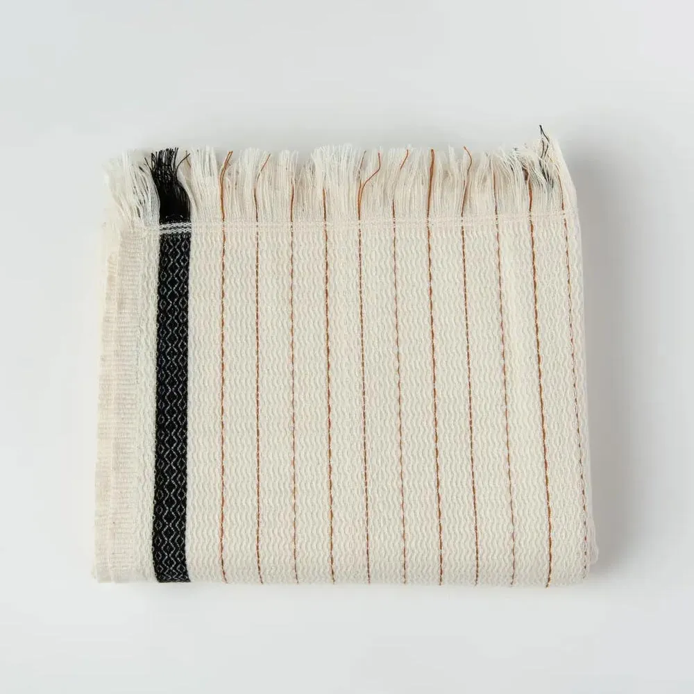 Handwoven Turkish Towel - Cream and Black