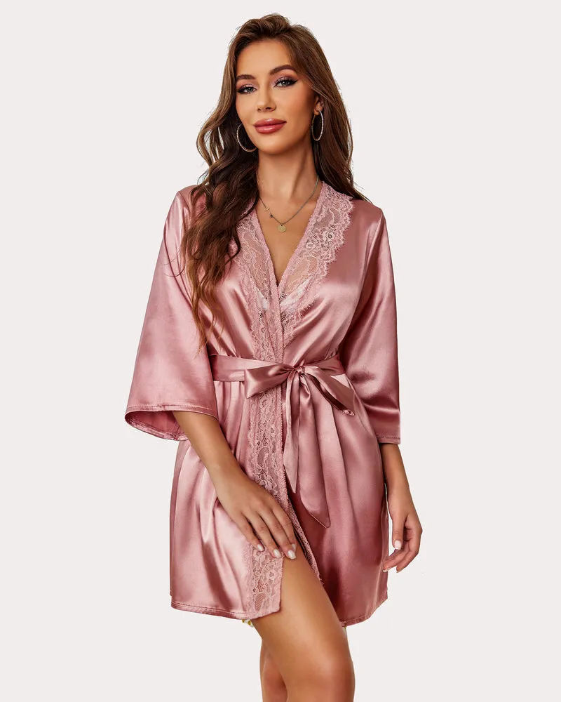 Kimono Robe Satin Pure Short Silky Robes