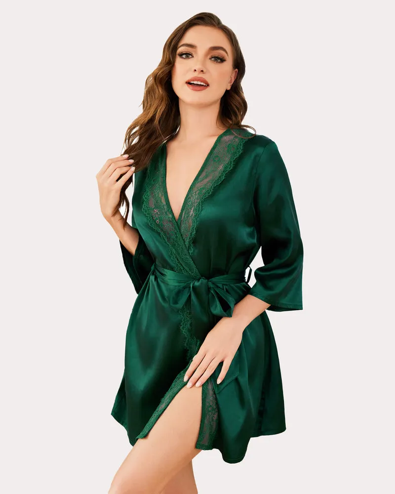 Kimono Robe Satin Pure Short Silky Robes