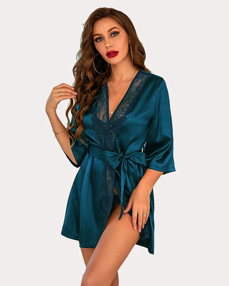 Kimono Robe Satin Pure Short Silky Robes