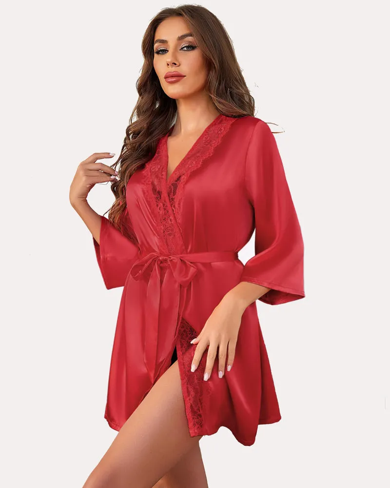 Kimono Robe Satin Pure Short Silky Robes