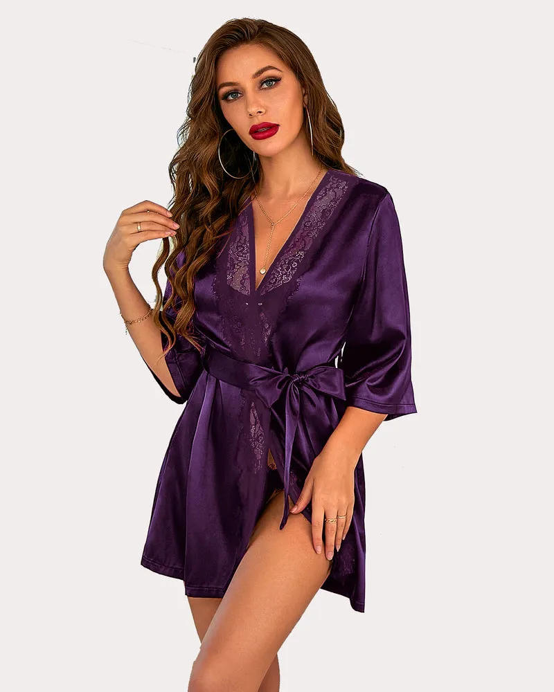 Kimono Robe Satin Pure Short Silky Robes