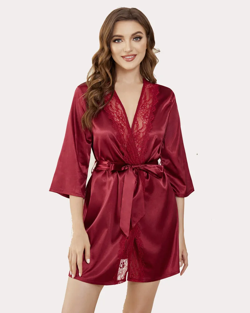 Kimono Robe Satin Pure Short Silky Robes