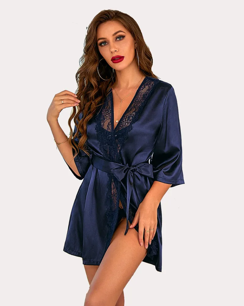 Kimono Robe Satin Pure Short Silky Robes