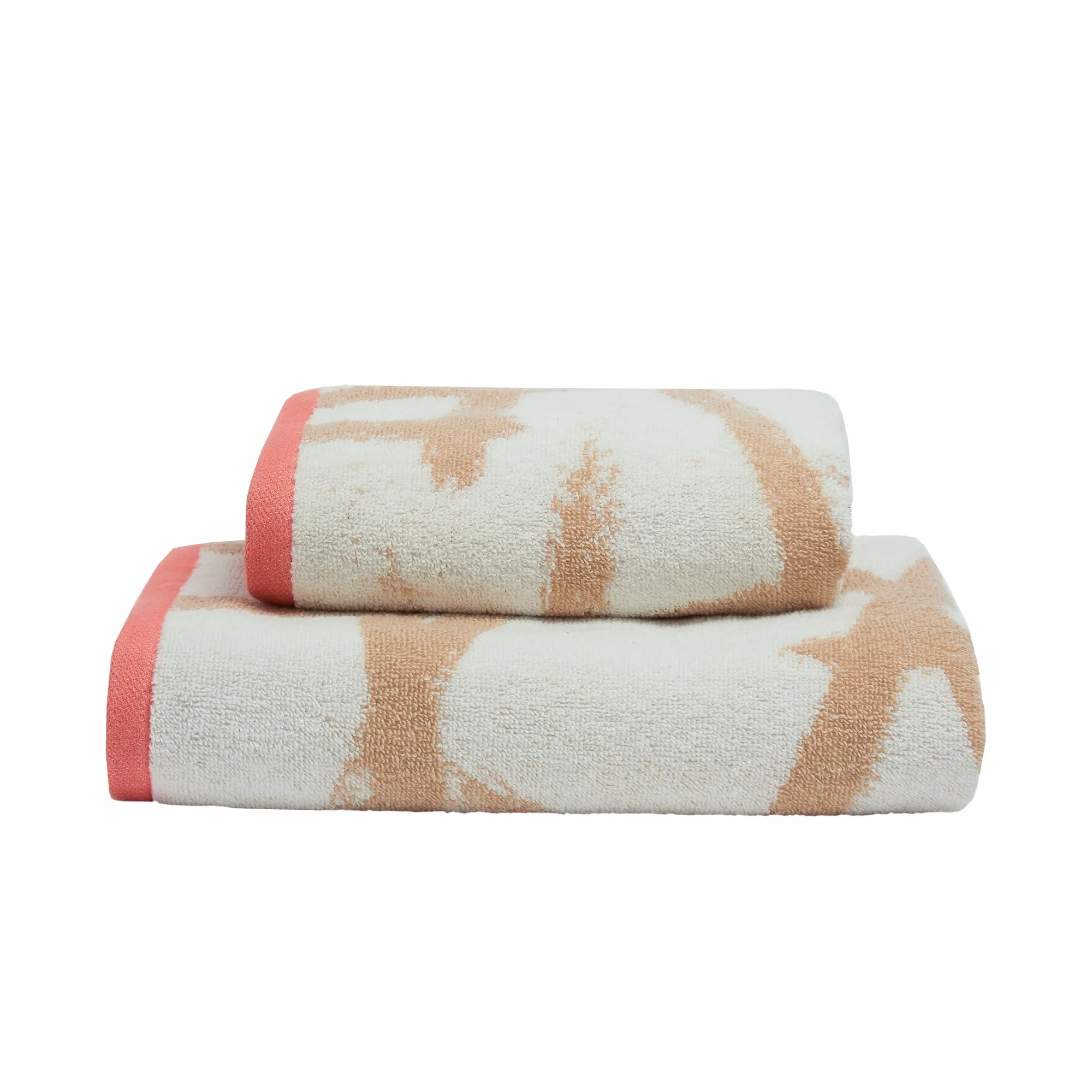 Leda Towels by Fusion Bathroom in Natural/Coral