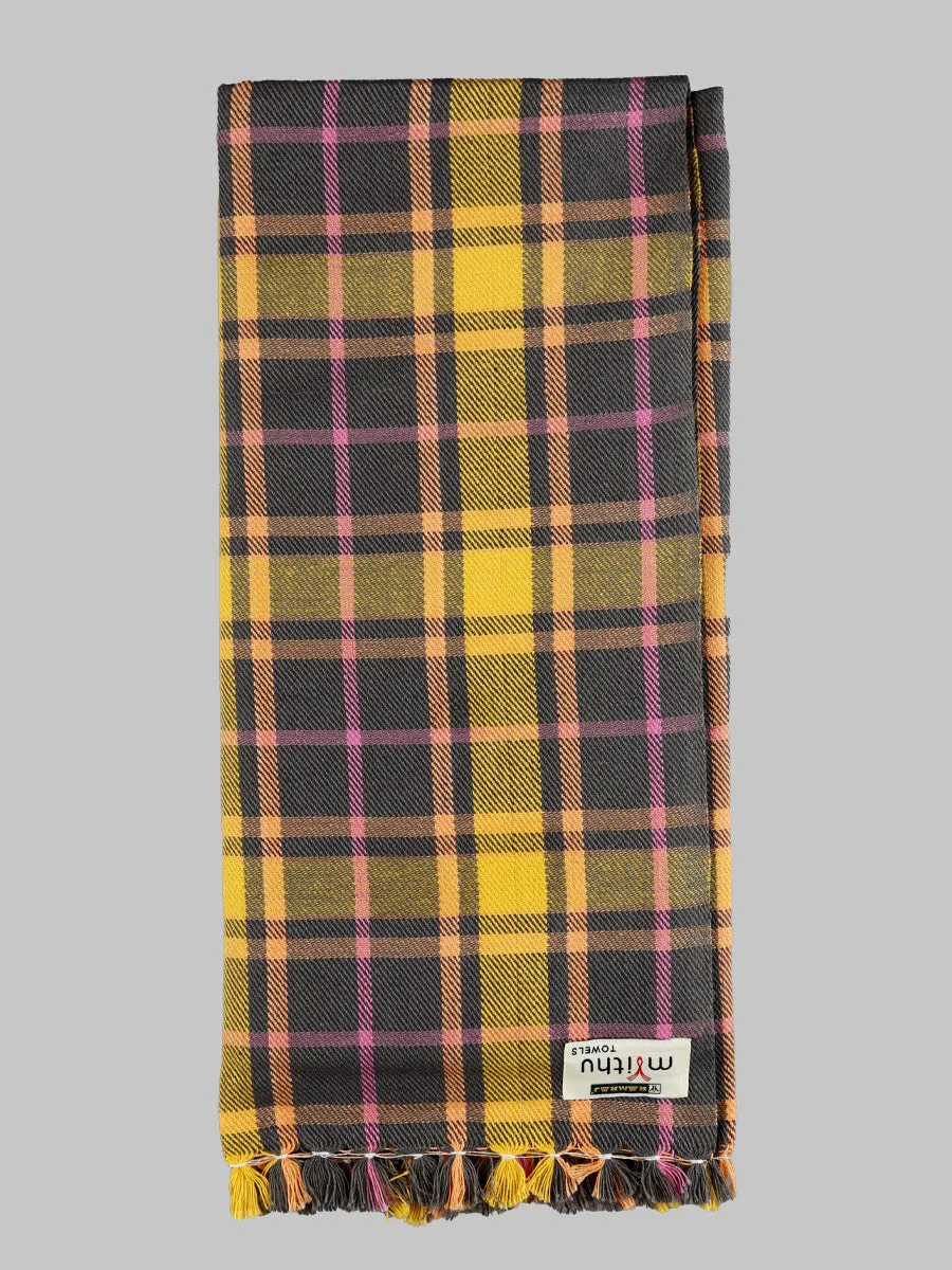 Light Weight Cotton Colour Checked Bath Towel Chapter (Pack of 2)