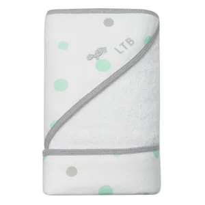 Little Turtle Baby - Hooded Towel - Mint & Grey Spots