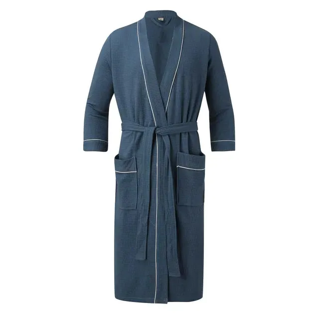 Luxurious Thick Terry Bathrobe for Men: Long Sleeve Absorbent Kimono