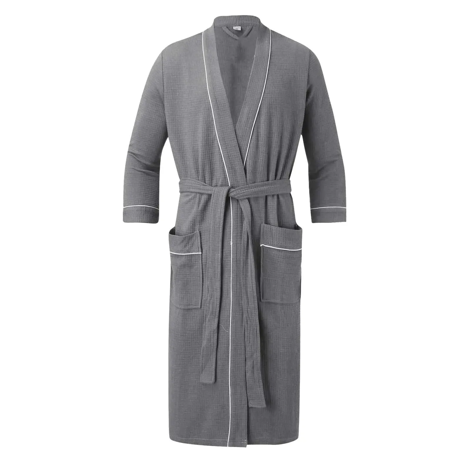 Luxurious Thick Terry Bathrobe for Men: Long Sleeve Absorbent Kimono