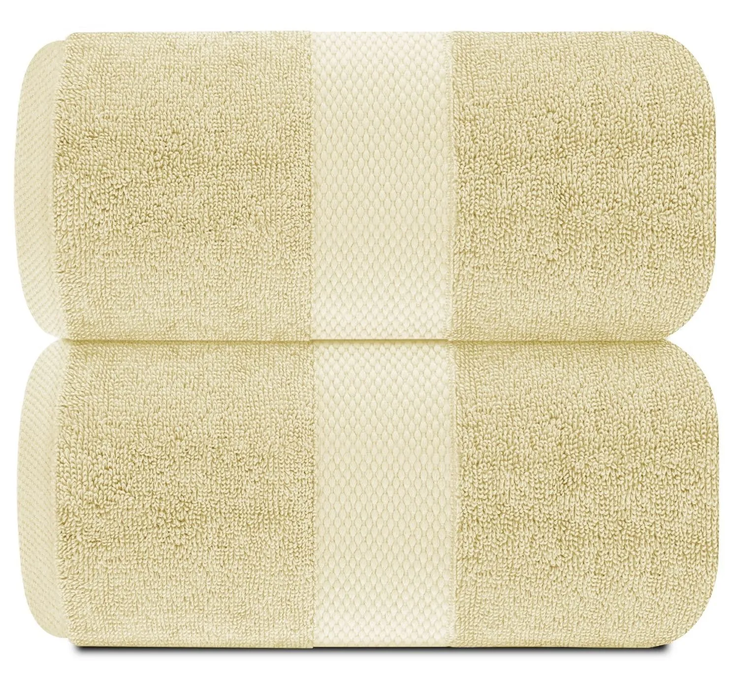 Luxury Soft Beige Bath Sheet Towels 2 Pack Extra Large 35x70 inch 650 GSM