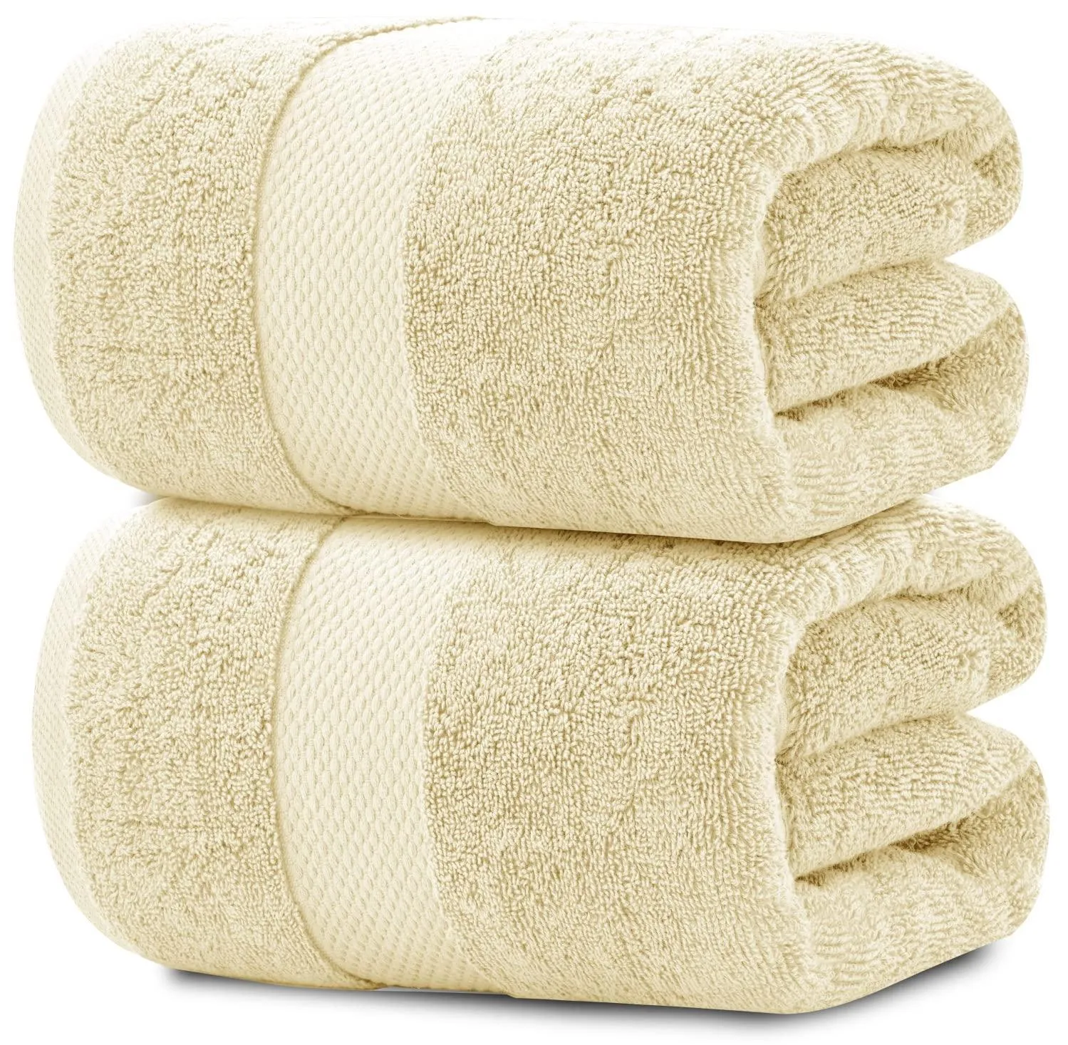 Luxury Soft Beige Bath Sheet Towels 2 Pack Extra Large 35x70 inch 650 GSM