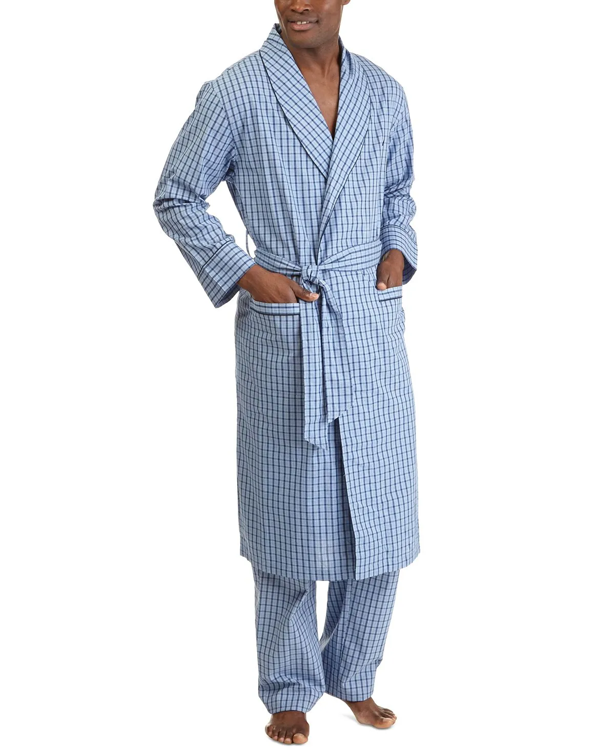 Men's woven robe in Nautica check