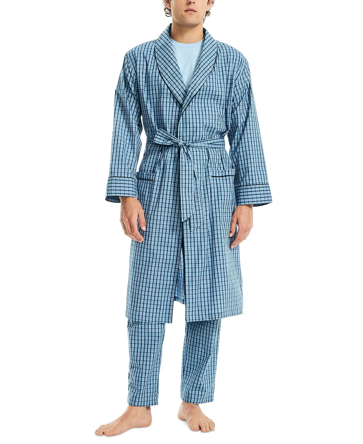 Men's woven robe in Nautica check