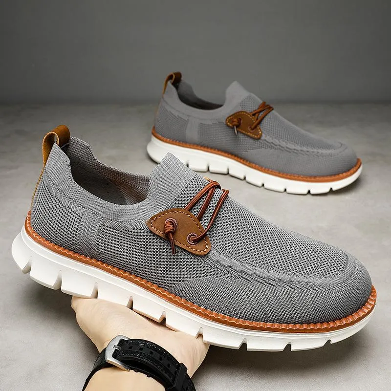 Mesh Casual Lightweight Breathable Soft Soled Shoes - Gray