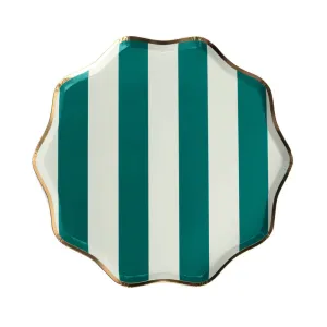 Mint & Green Holiday Stripes Paper Dessert Plates 8.5