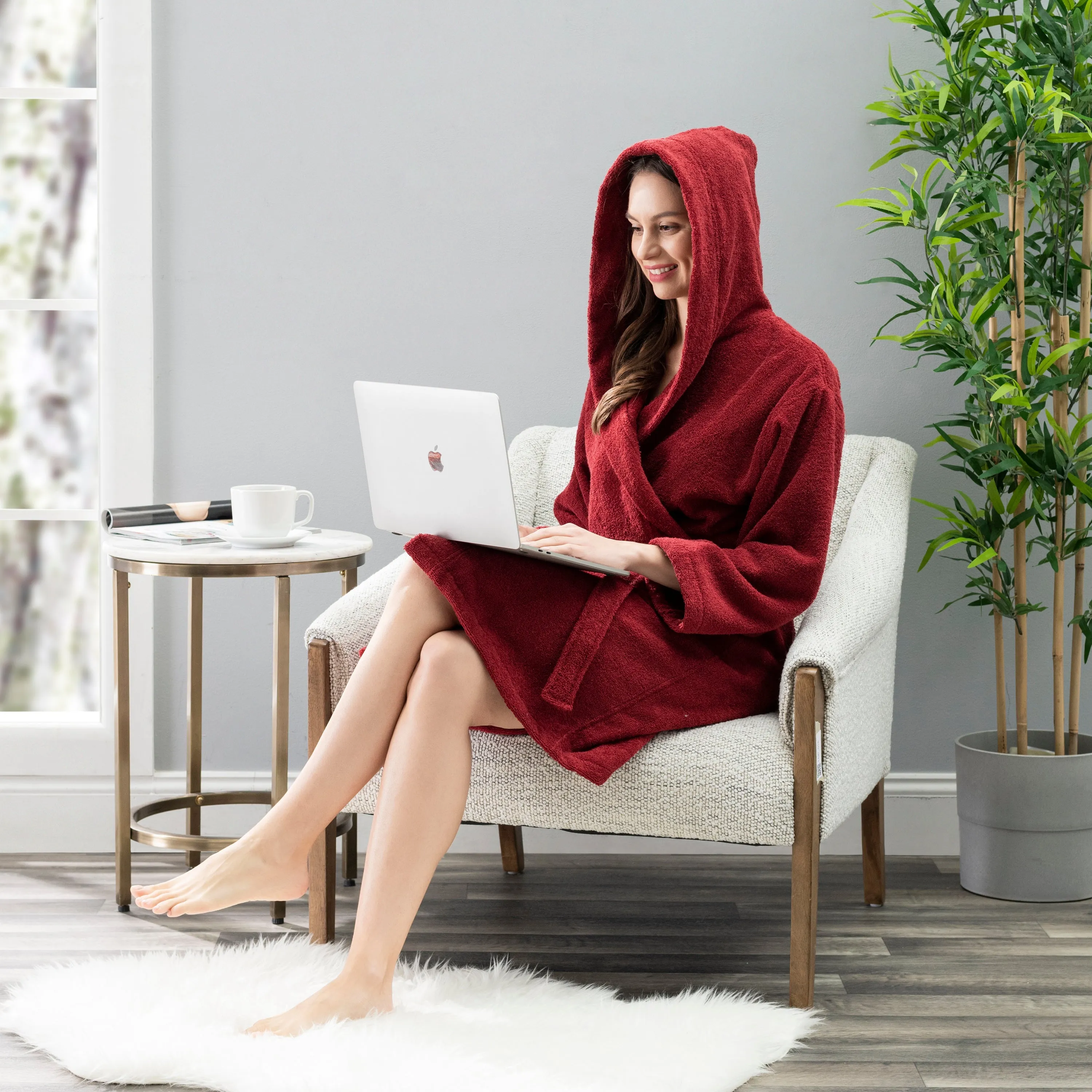 Nine West Hooded Terry Robe  - 100% Turkish Cotton