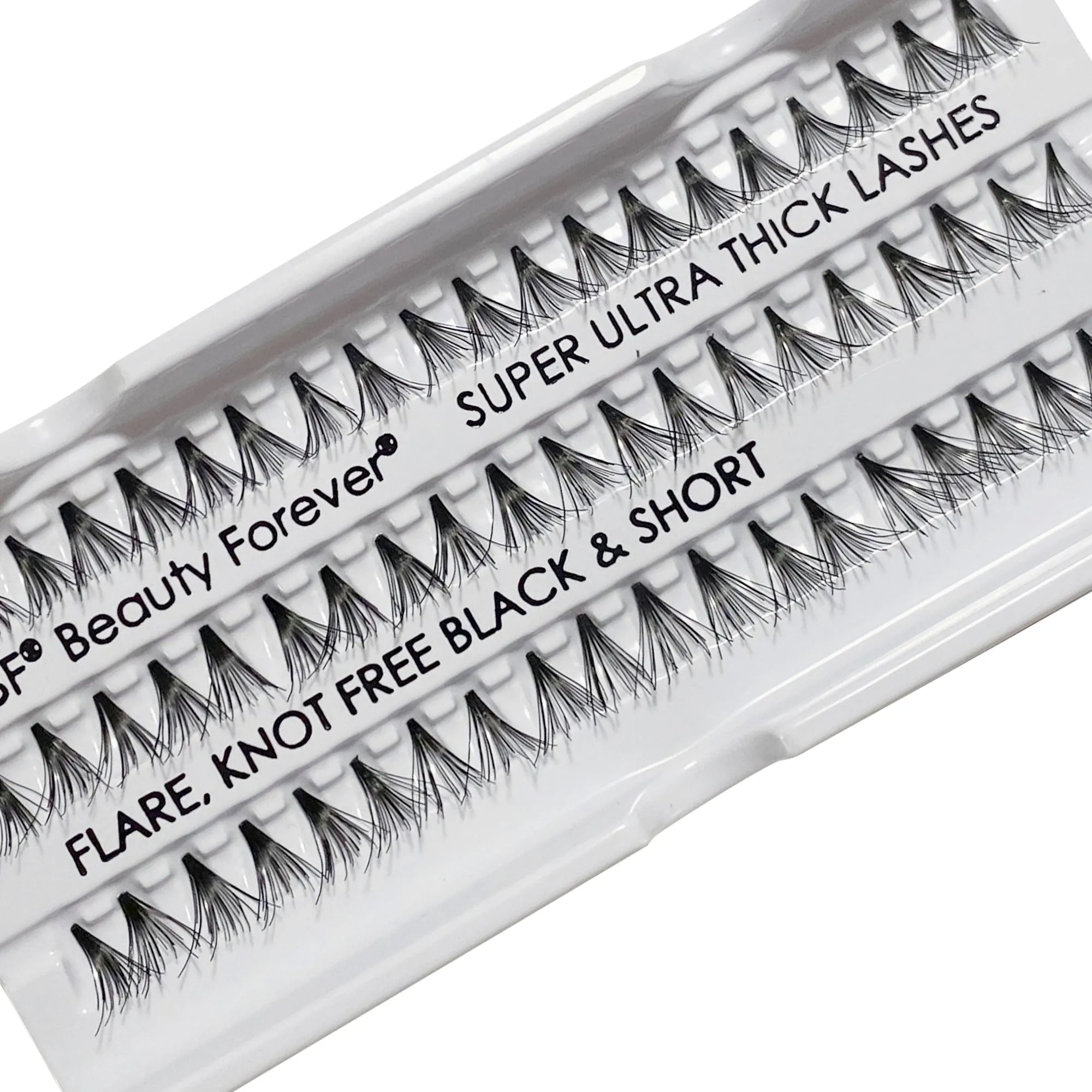 Professional Individual Super Ultra Thick Lashes, 10 Ply Flare Black, Knot Free & Short For Extreme Volume (BF1007-Short)