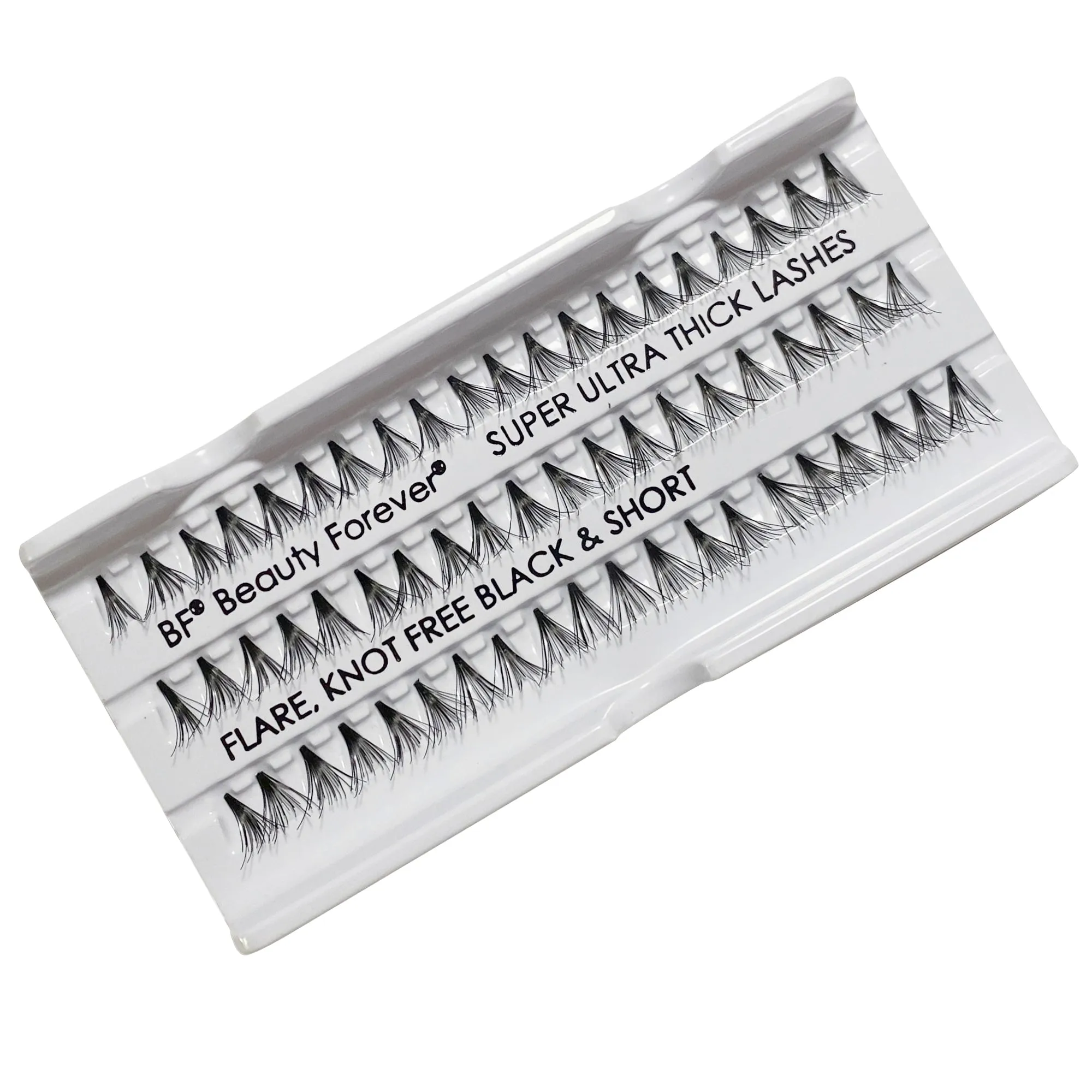 Professional Individual Super Ultra Thick Lashes, 10 Ply Flare Black, Knot Free & Short For Extreme Volume (BF1007-Short)