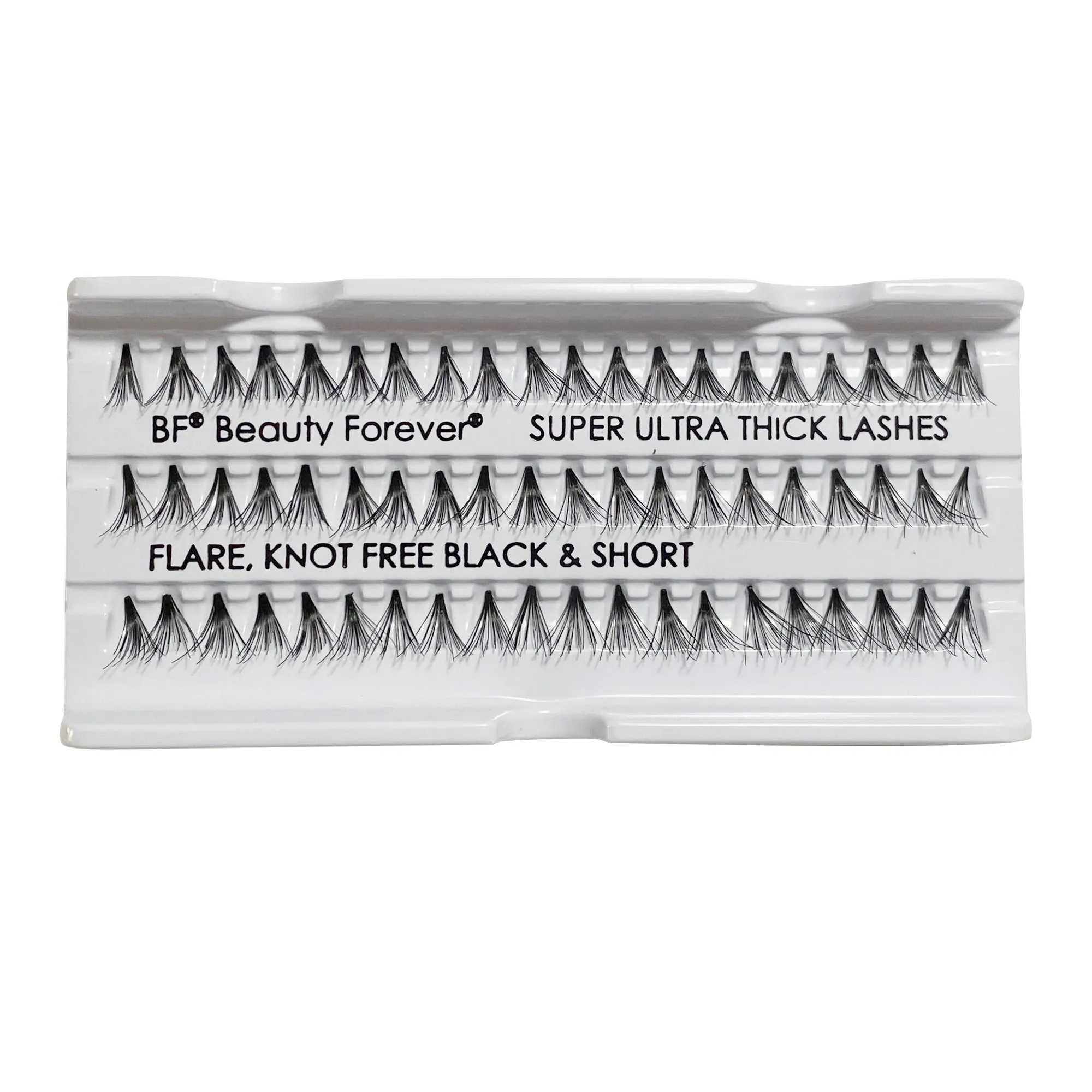 Professional Individual Super Ultra Thick Lashes, 10 Ply Flare Black, Knot Free & Short For Extreme Volume (BF1007-Short)