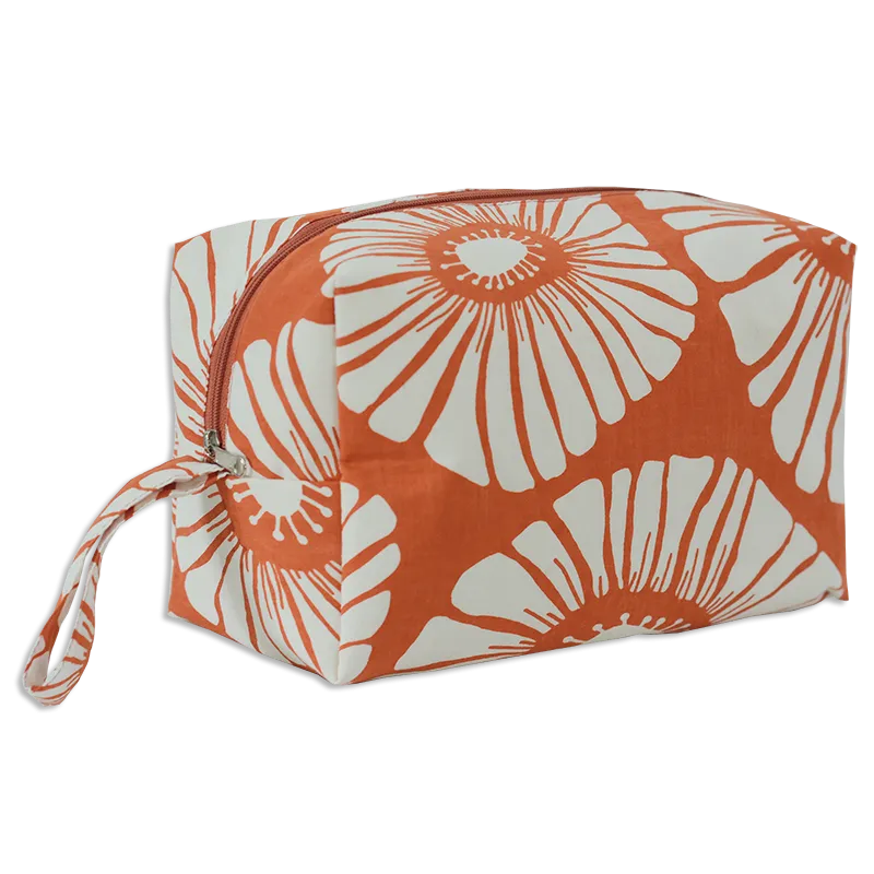 Retro Flowers Spice Cosmetic Case, Large