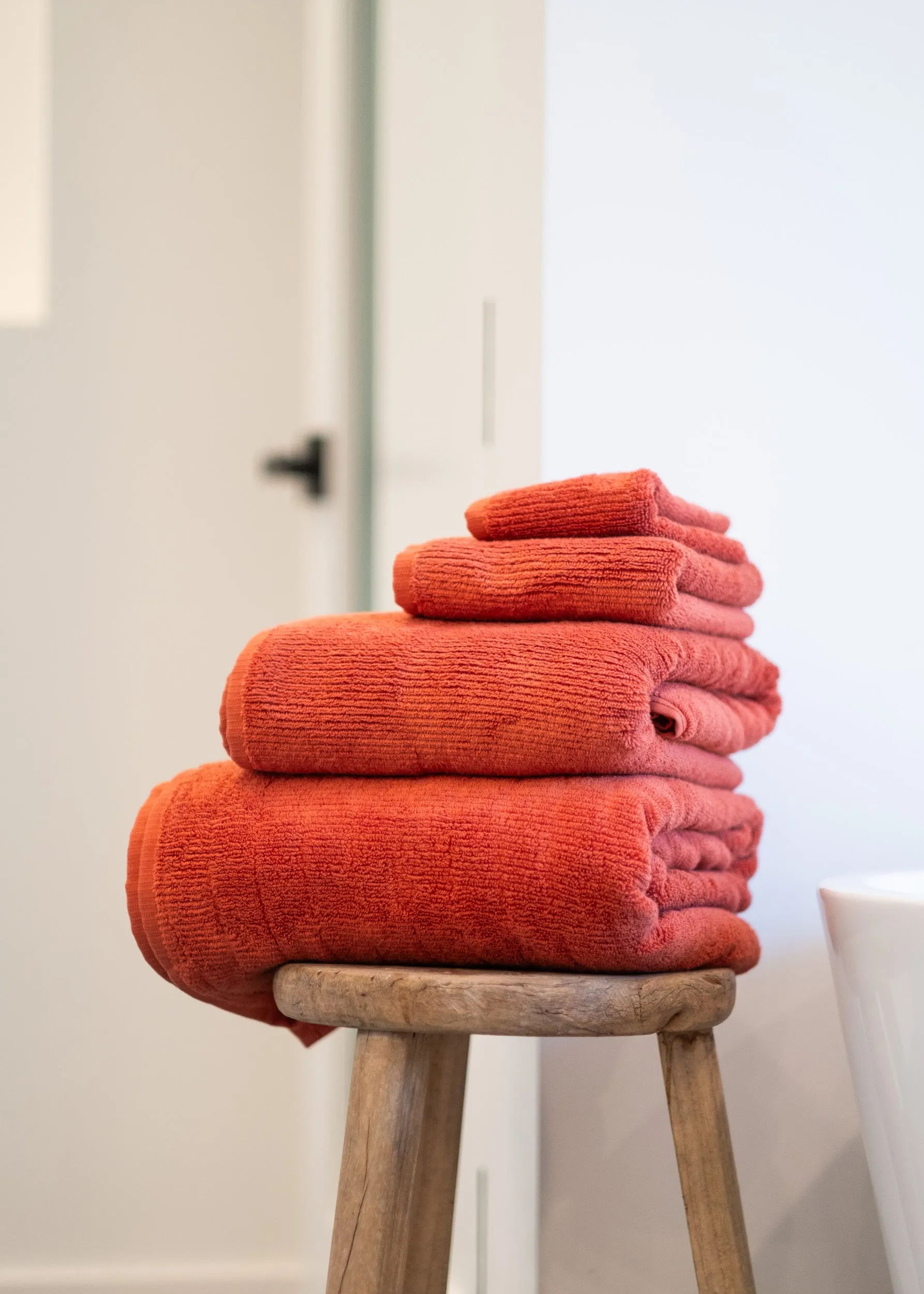 Ribbed Bath Towels in Terracotta