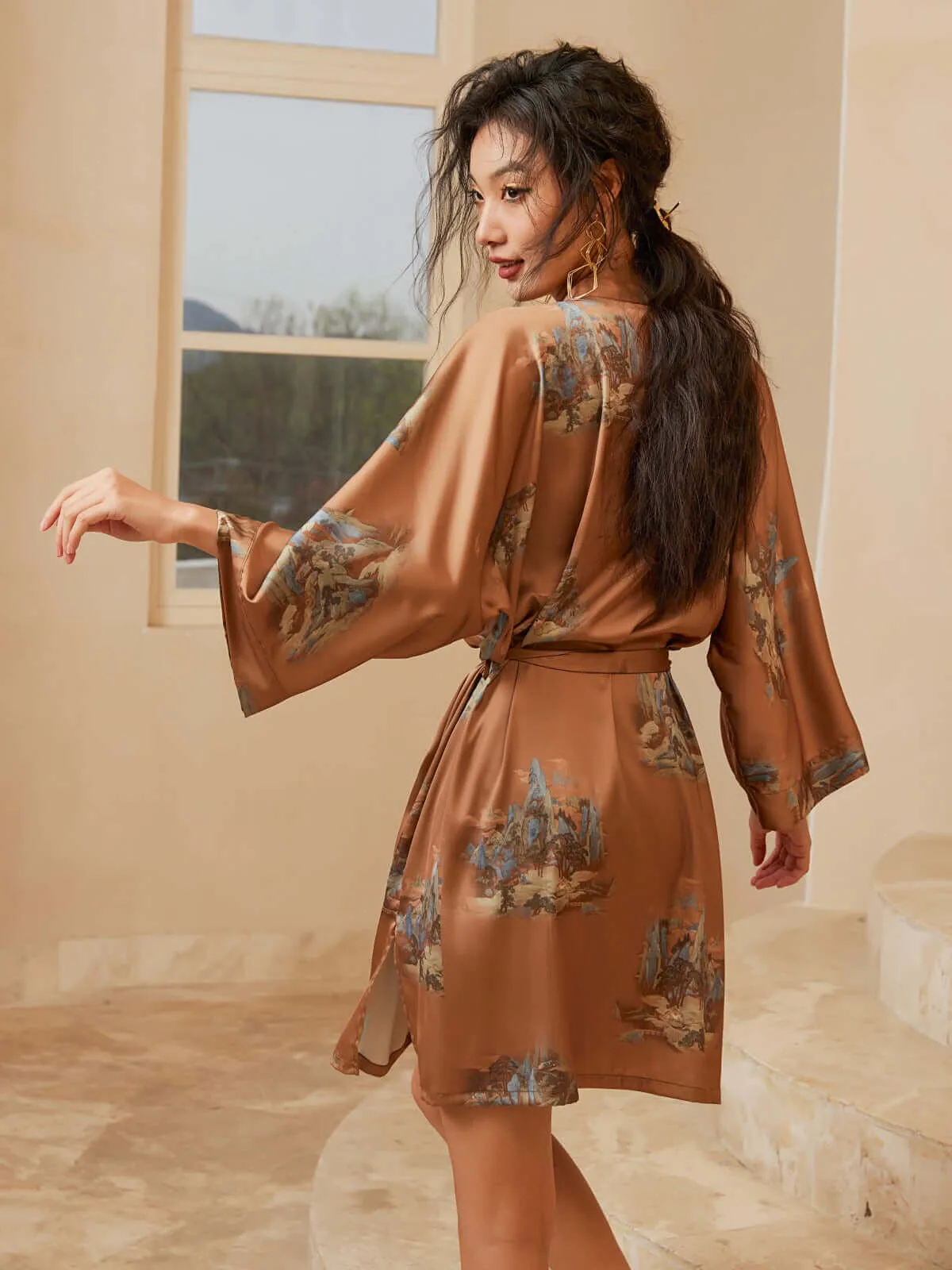 Short Kimono Robe Landscape