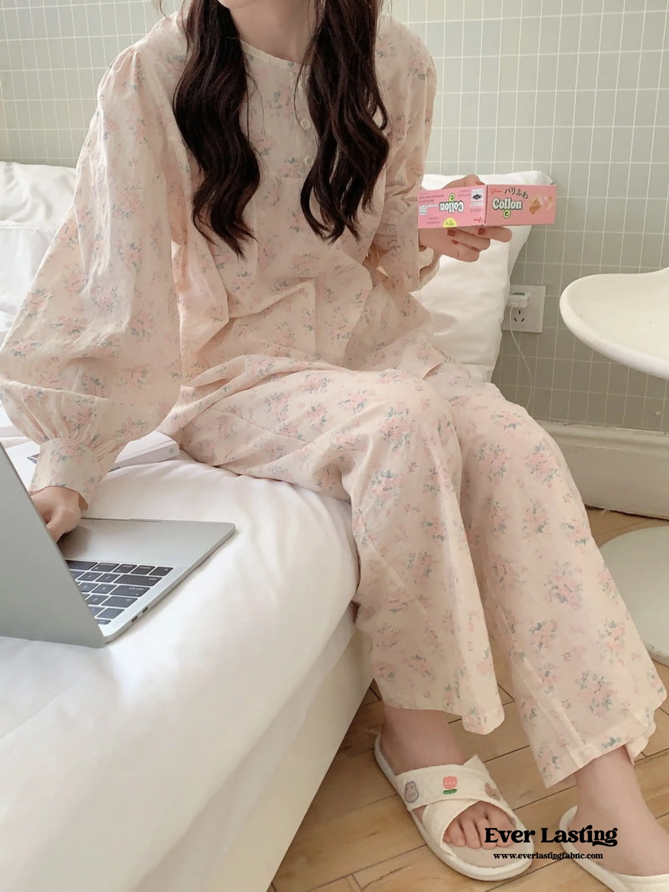 Soft Floral Pink Pajama Pants Set