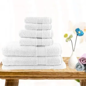 Softouch Light Weight Soft Premium Cotton Bath Towel 7 Piece White Towel Pack